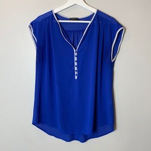 Spense Sheer Navy Top with Buttons